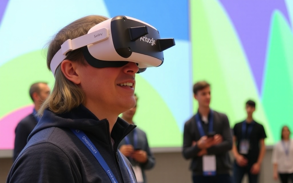 Google демонстрирует очки Android XR на I/O с живым переводом языка.