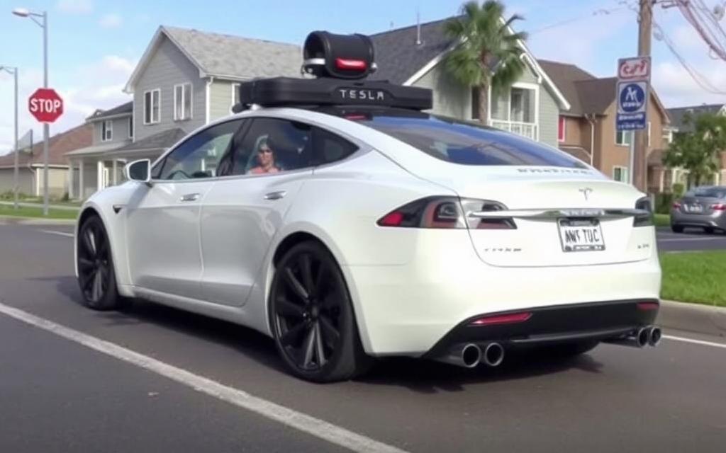 Tesla-робот-такси необъяснимо врезалось в припаркованную машину.